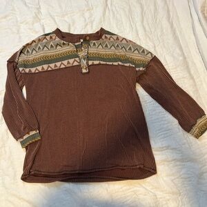 Boutique style Brown Patterned Long Sleeve Top
